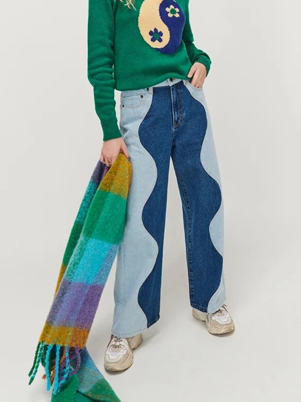 NWOT Ghanda Wave Wide Leg Cropped Jeans